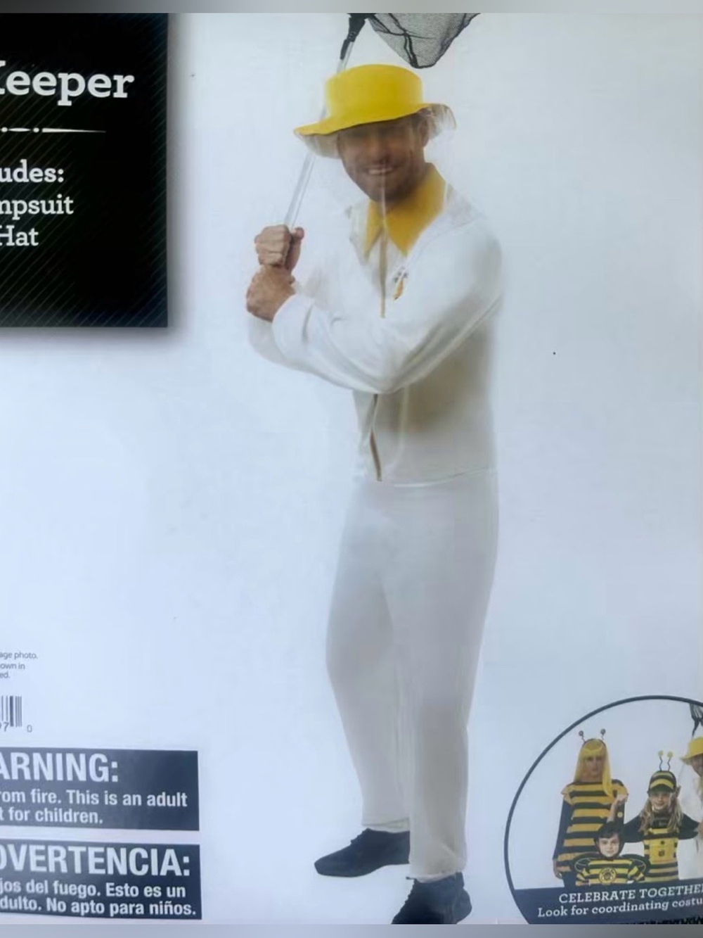Bee Keeper Adult Costume, Adult Size XL. 40-42,white jumpsuit & yellow hood